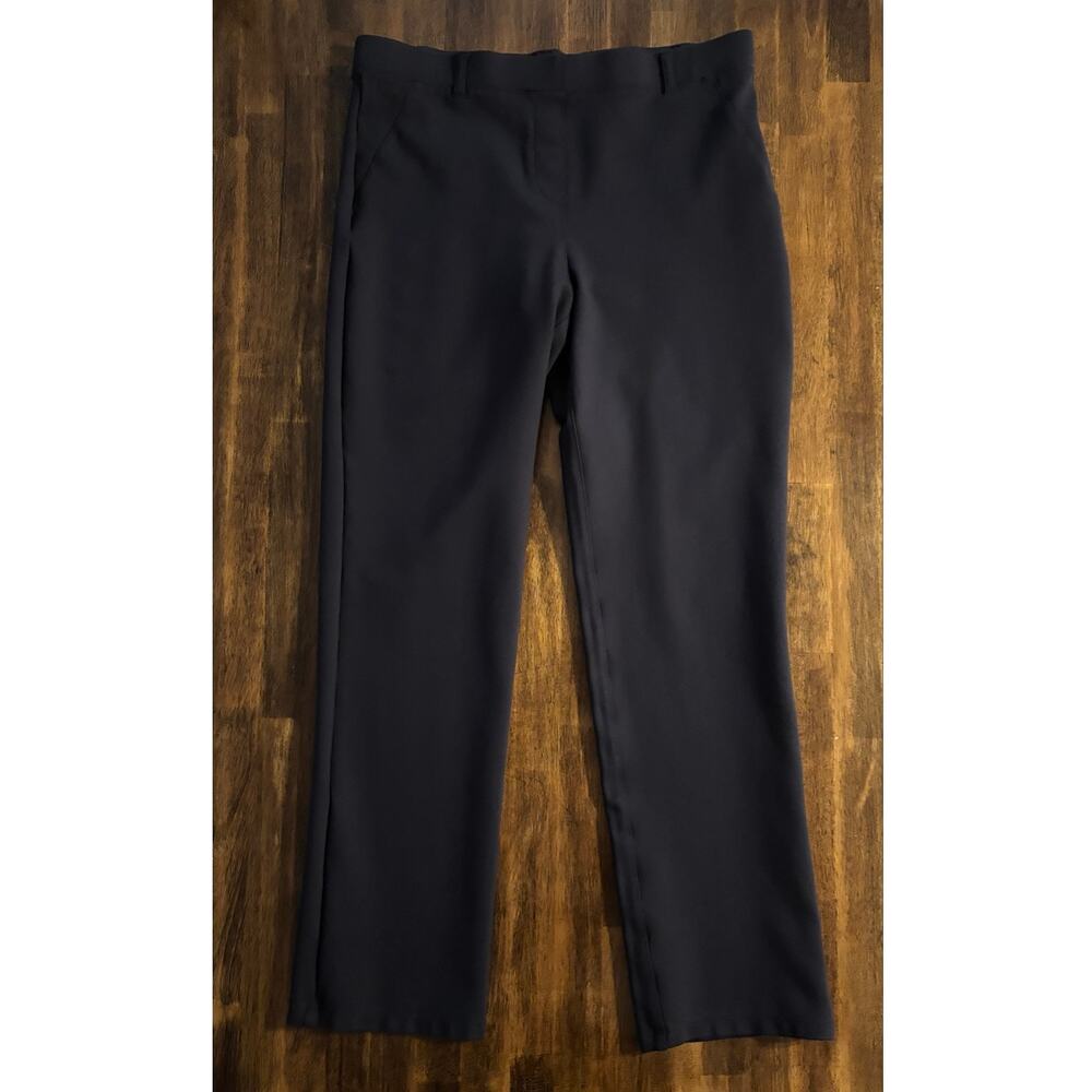 Quince Women’s Large Pants Ponte Straight Leg Ultra Stretch Pull On Navy Blue - Picture 2 of 15
